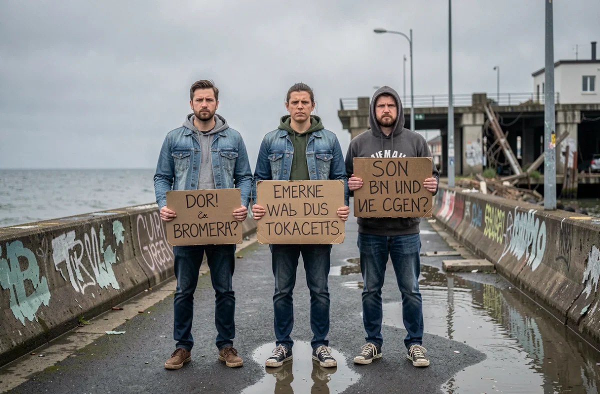 Militants écologistes devant une digue côtière inondée dénonçant les effets du changement climatique